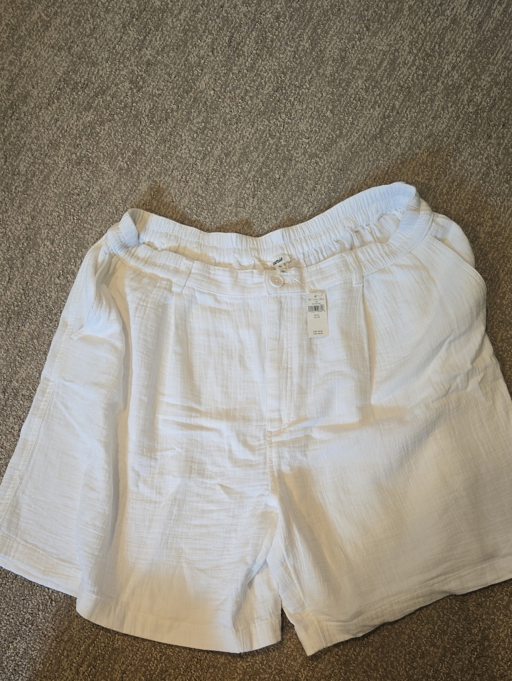 aerie White Lightweight Linen-Feel Shorts
